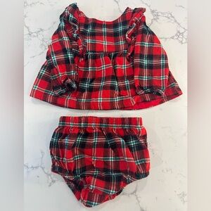 Cat & Jack Red Plaid Dress with Bloomers Size 3-6 Months